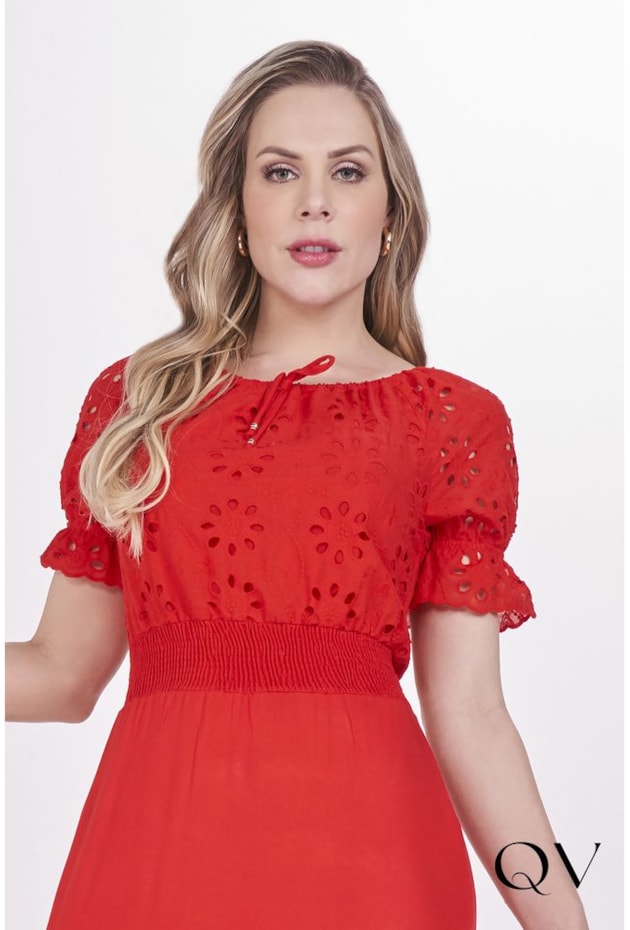 VESTIDO LONGO COM LAISE VERMELHO - FASCÍNIUS