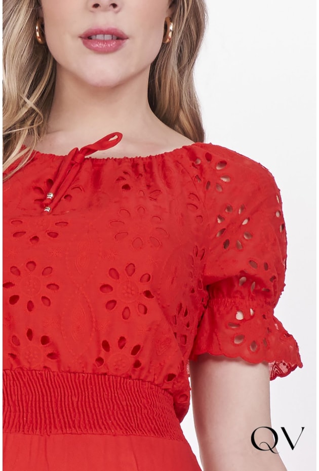 VESTIDO LONGO COM LAISE VERMELHO - FASCÍNIUS