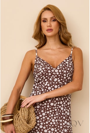 VESTIDO LONGO COM POÁ EM TULE MARROM - ARTSY