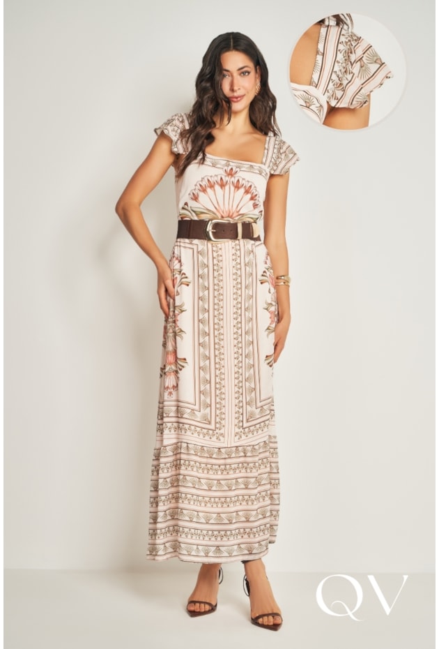 VESTIDO LONGO DE ALÇA EM PLANO CHIFFON SOFT VERDE - DOCE TRAMA