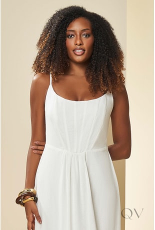 VESTIDO LONGO DE ALÇA EM PLANO LINEN OFF WHITE - DOCE TRAMA
