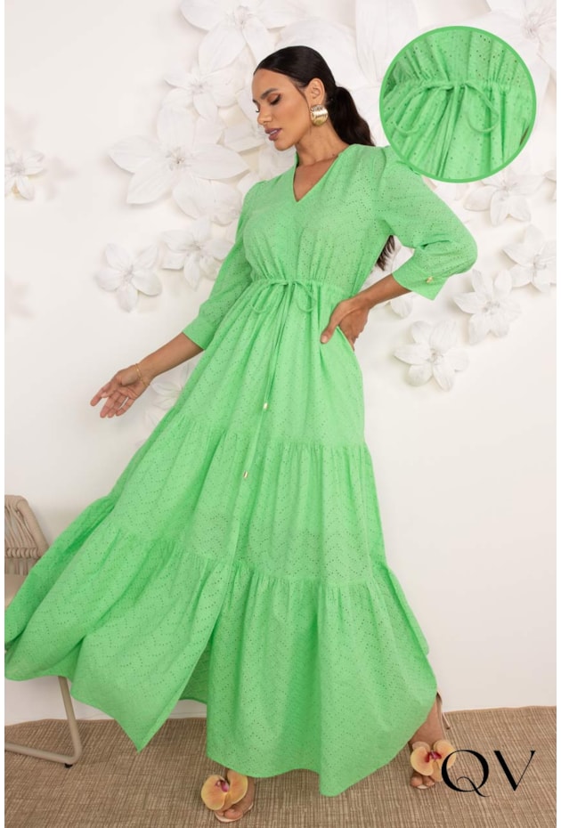 VESTIDO LONGO DE LAISE VERDE MENTA - LEKAZIS