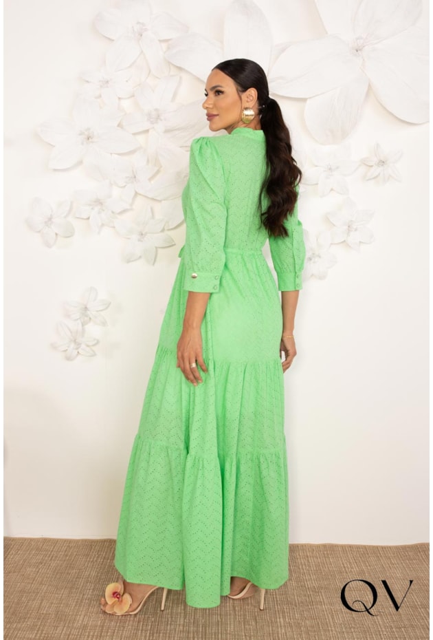 VESTIDO LONGO DE LAISE VERDE MENTA - LEKAZIS VESTIDO LONGO DE LAISE VERDE MENTA - LEKAZIS