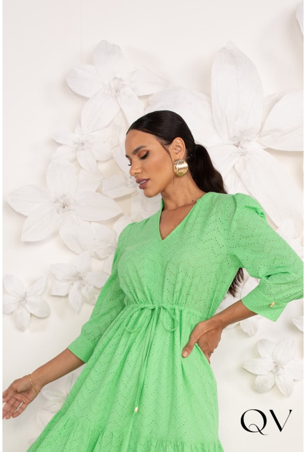 VESTIDO LONGO DE LAISE VERDE MENTA - LEKAZIS