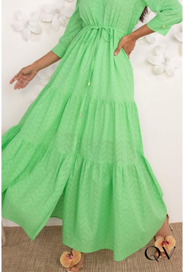 VESTIDO LONGO DE LAISE VERDE MENTA - LEKAZIS