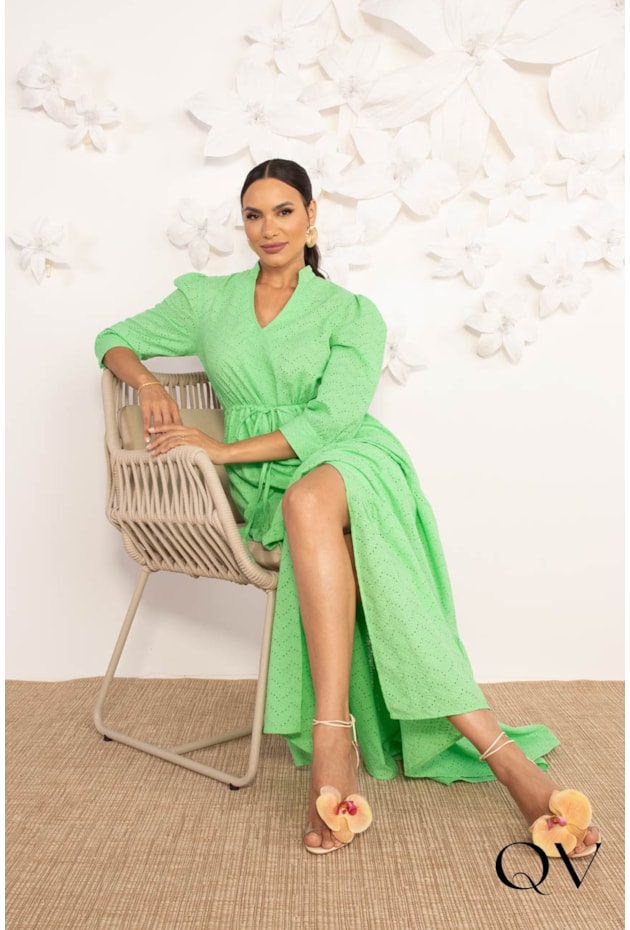 VESTIDO LONGO DE LAISE VERDE MENTA - LEKAZIS VESTIDO LONGO DE LAISE VERDE MENTA - LEKAZIS