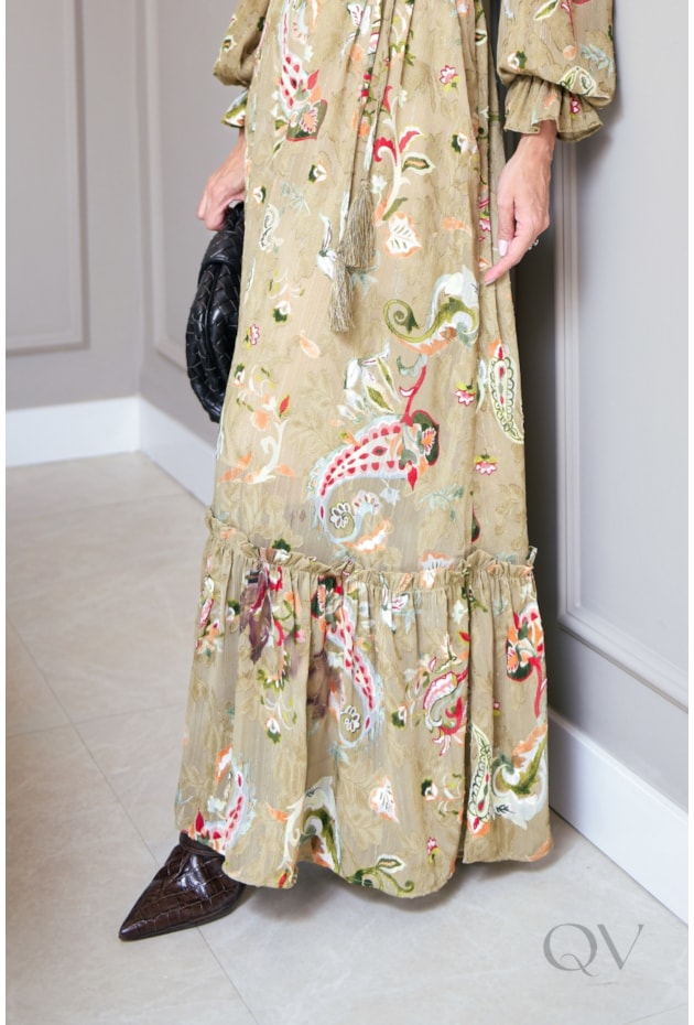 VESTIDO LONGO EM CHIFFON COM ESTAMPA - LUZIA FAZZOLLI
