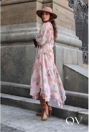 VESTIDO LONGO EM CHIFFON ESTAMPADO - LUZIA FAZZOLLI