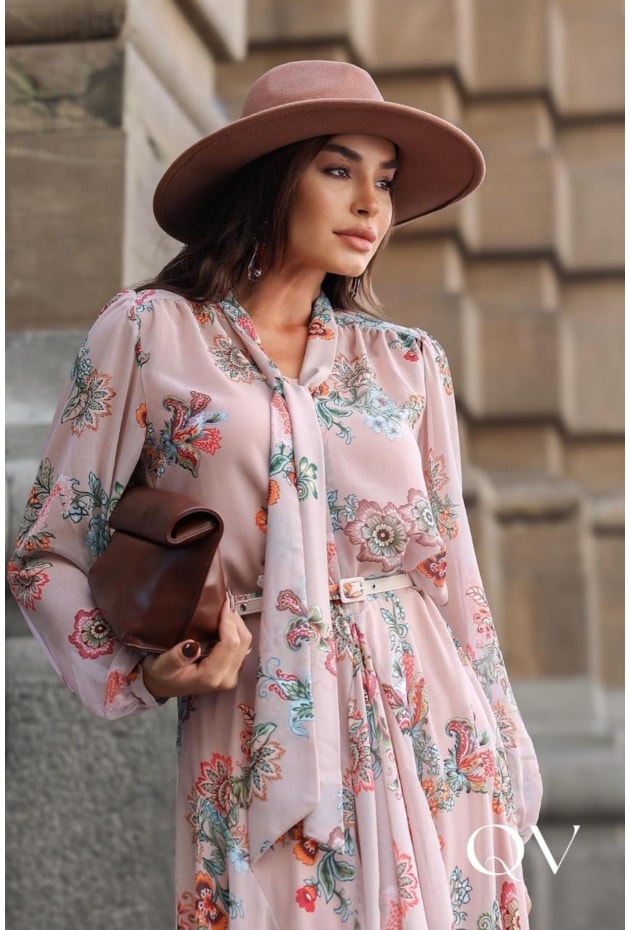 VESTIDO LONGO EM CHIFFON ESTAMPADO - LUZIA FAZZOLLI