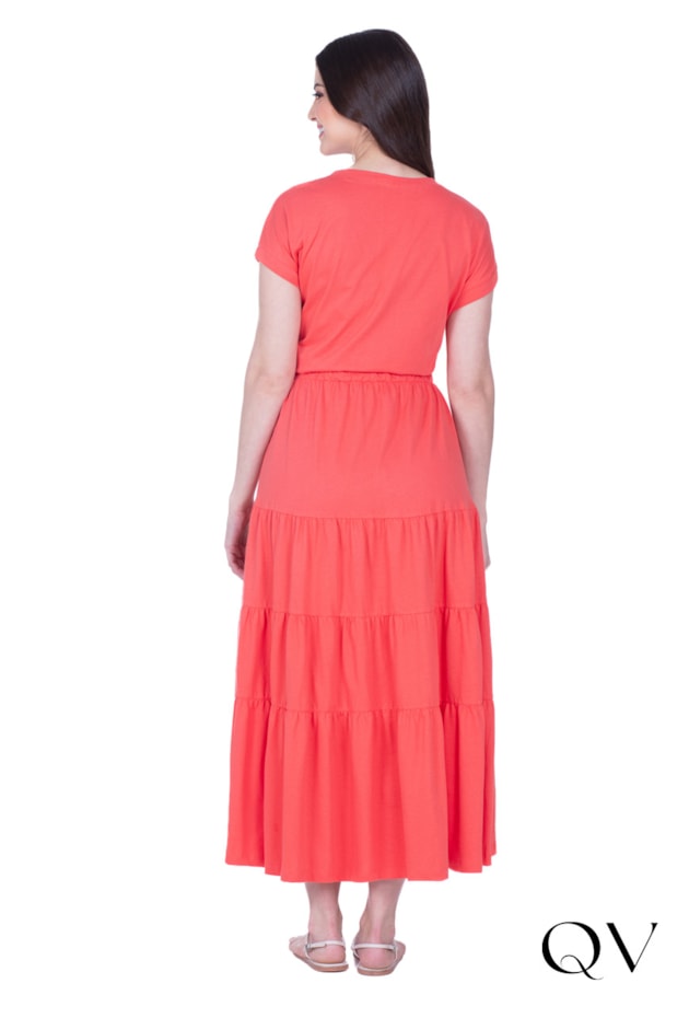 VESTIDO LONGO EM MALHA DE ALGODÃO LARANJA - HAPUK VESTIDO LONGO EM MALHA DE ALGODÃO LARANJA - HAPUK