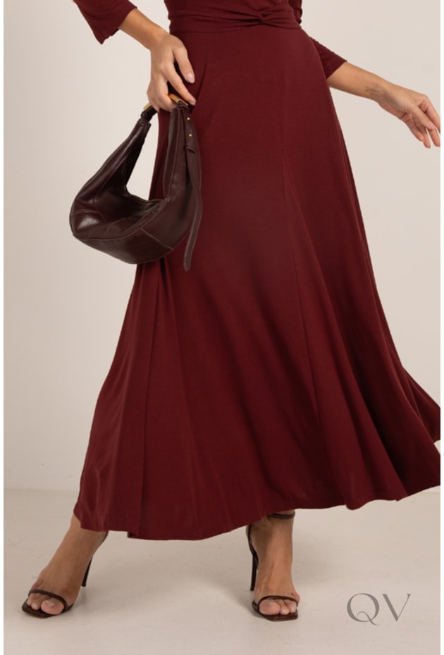 VESTIDO LONGO EM MALHA TRICOT BORDÔ - LEKAZIS