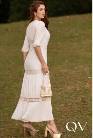 VESTIDO LONGO EM OASIS OFF WHITE - JANY PIM