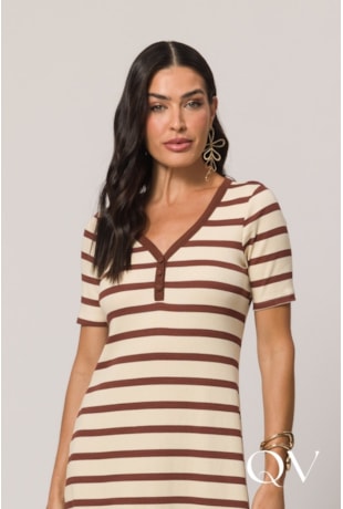 VESTIDO LONGO EM RIBANA CACAU - DOCE TRAMA