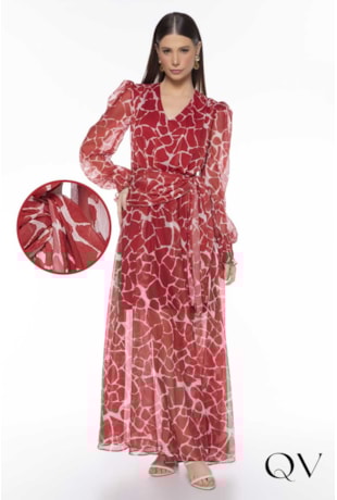VESTIDO LONGO ESTAMPA EXCLUSIVA VERMELHO - TITANIUM JEANS