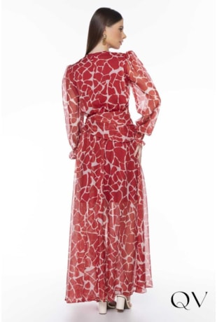 VESTIDO LONGO ESTAMPA EXCLUSIVA VERMELHO - TITANIUM JEANS