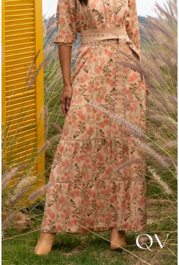 VESTIDO LONGO GUIPIR FLORAL - ARTSY VESTIDO LONGO GUIPIR FLORAL - ARTSY