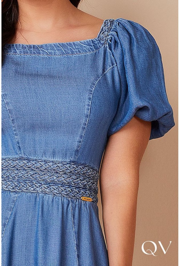 VESTIDO LONGO JEANS SUSTENTAVÉL DETALHE TRESSÊ - TITANIUM JEANS VESTIDO LONGO JEANS SUSTENTAVÉL DETALHE TRESSÊ - TITANIUM JEANS