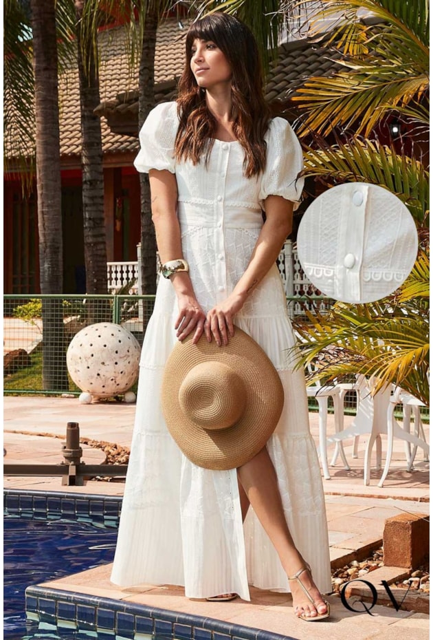 Luzia Fazzolli Vestido De Tricoline Longo Luzia Fazzolli Vestido