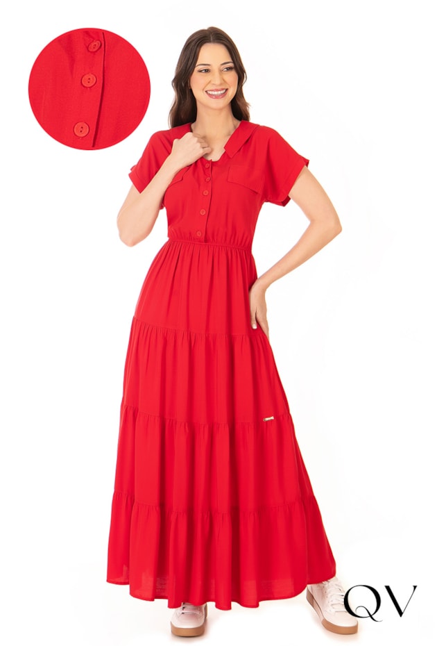 VESTIDO LONGO VISCOSE VERMELHO - HAPUK VESTIDO LONGO VISCOSE VERMELHO - HAPUK