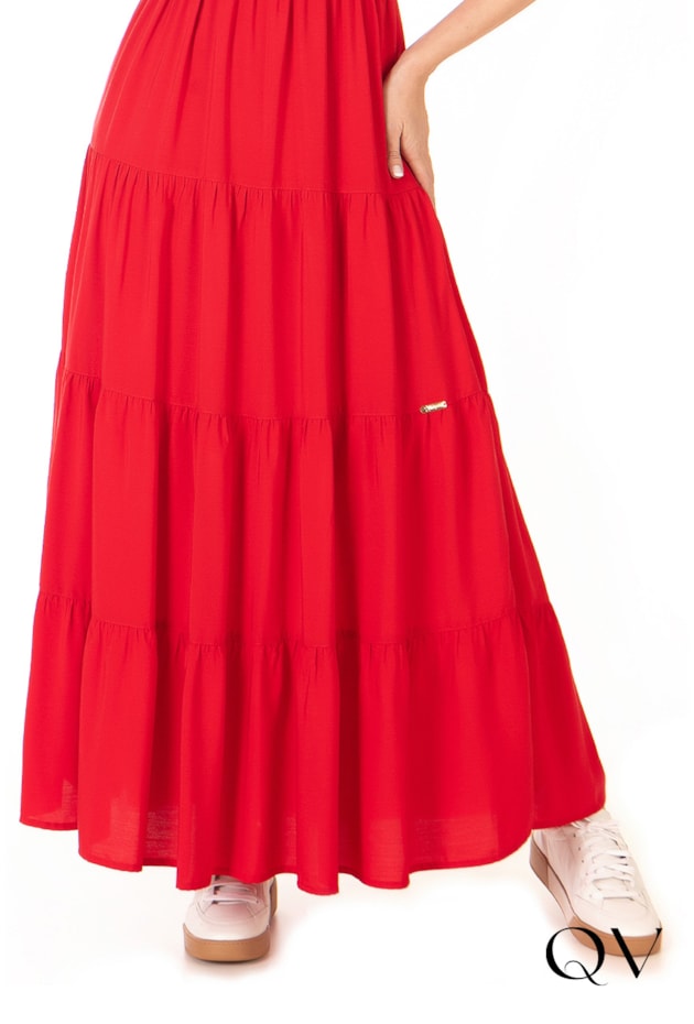 VESTIDO LONGO VISCOSE VERMELHO - HAPUK