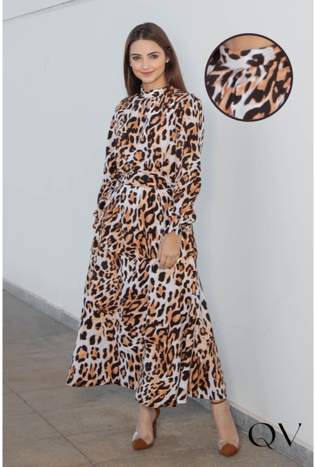 VESTIDO LONGUETE ANIMAL PRINT - VALENTINA SIRRAH VESTIDO LONGUETE ANIMAL PRINT - VALENTINA SIRRAH