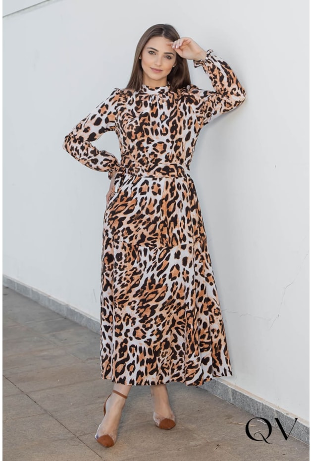 VESTIDO LONGUETE ANIMAL PRINT - VALENTINA SIRRAH