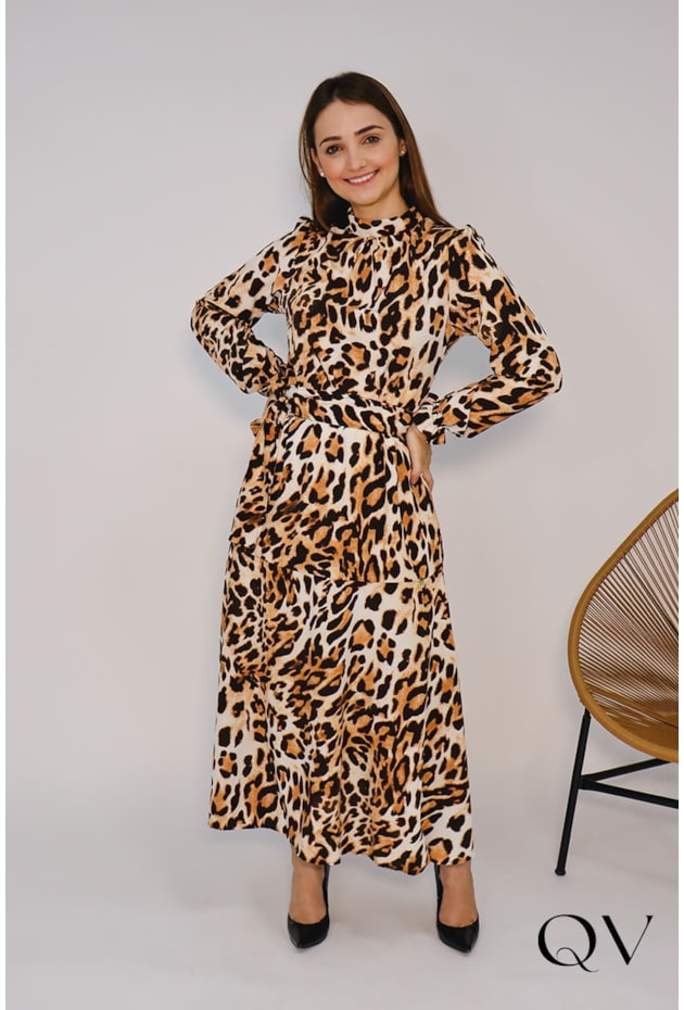 VESTIDO LONGUETE ANIMAL PRINT - VALENTINA SIRRAH