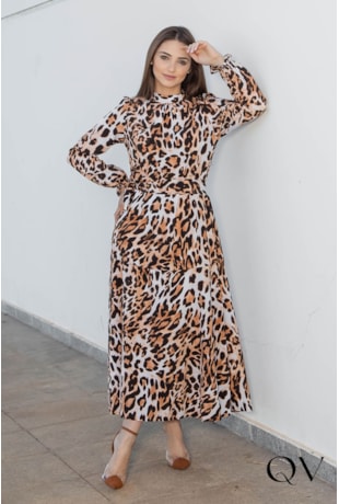 VESTIDO LONGUETE ANIMAL PRINT - VALENTINA SIRRAH