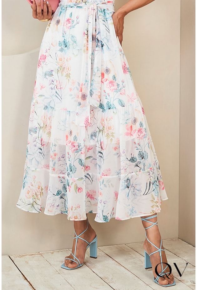 VESTIDO LONGUETE CHIFFON FLORAL - JANY PIM