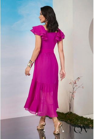 VESTIDO LONGUETE CHIFFON PINK - JANY PIM