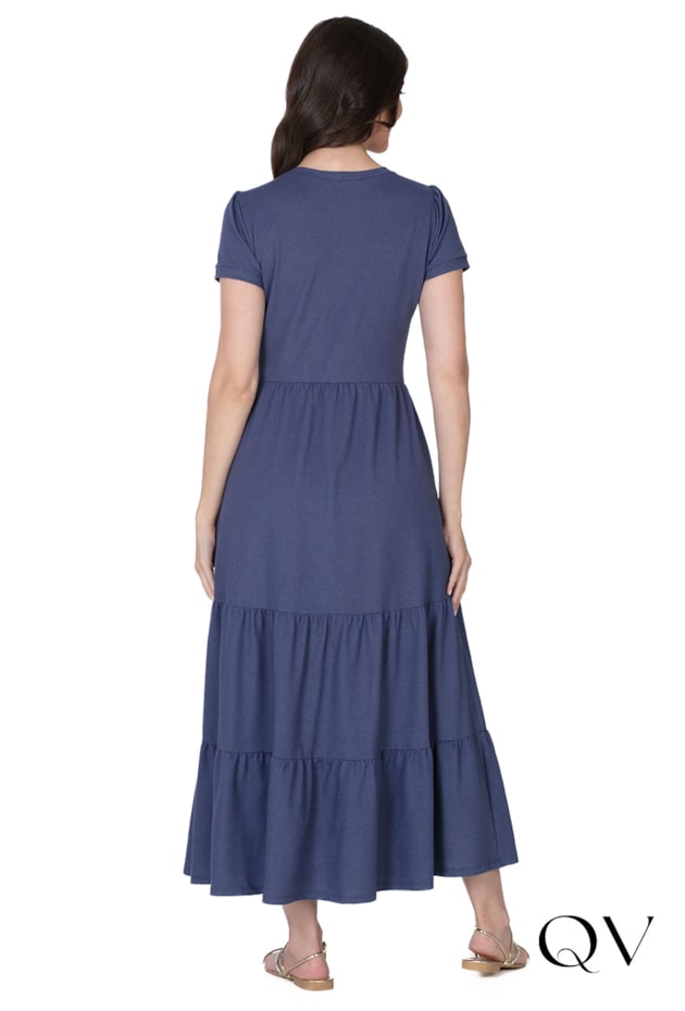 VESTIDO LONGUETE COM BOTÕES AZUL ESCURO - HAPUK VESTIDO LONGUETE COM BOTÕES AZUL ESCURO - HAPUK