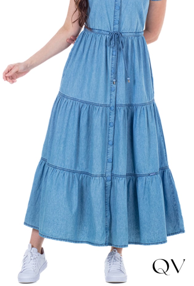 VESTIDO LONGUETE EM JEANS AZUL CLARO - HAPUK