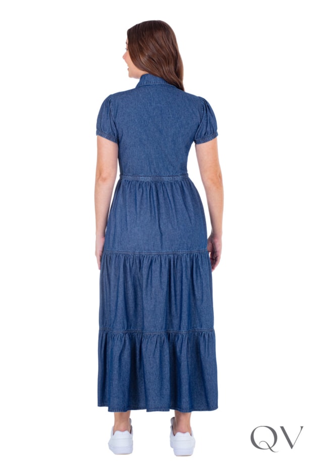 VESTIDO LONGUETE EM JEANS AZUL MARINHO - HAPUK