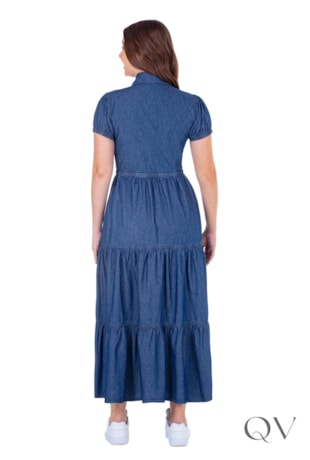 VESTIDO LONGUETE EM JEANS AZUL MARINHO - HAPUK