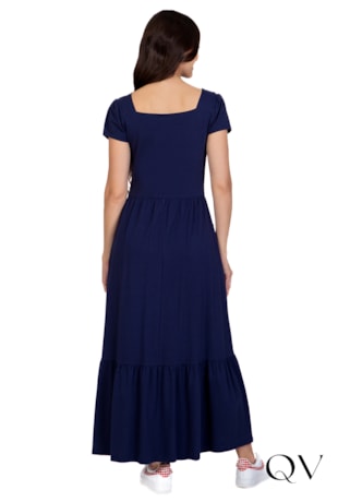 VESTIDO LONGUETE EM MALHA MARINHO - HAPUK