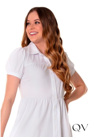 VESTIDO MALHA ALGODÃO COM BOTÕES BRANCO - HAPUK