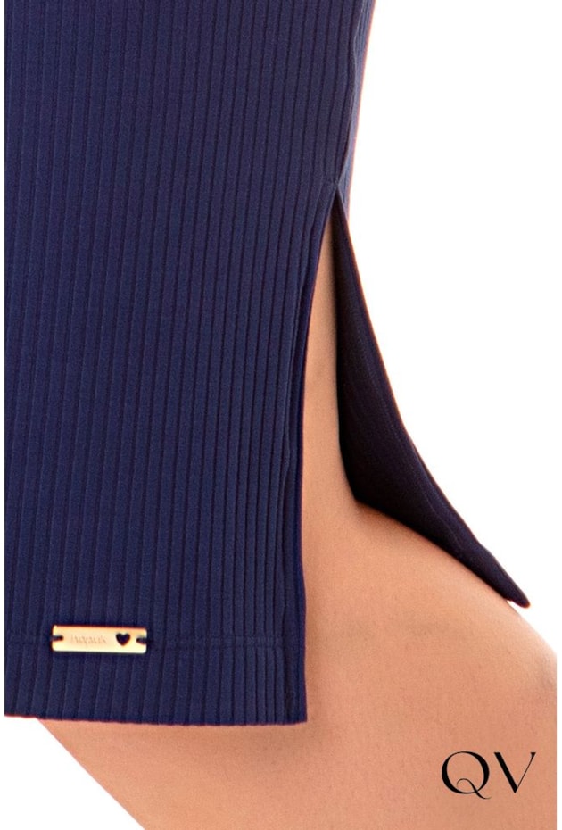 VESTIDO MALHA CANELADA AZUL MARINHO - HAPUK VESTIDO MALHA CANELADA AZUL MARINHO - HAPUK