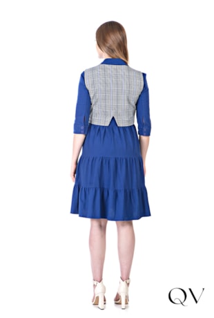VESTIDO MALHA COM COLETE AZUL - HAPUK