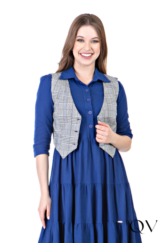VESTIDO MALHA COM COLETE AZUL - HAPUK VESTIDO MALHA COM COLETE AZUL - HAPUK