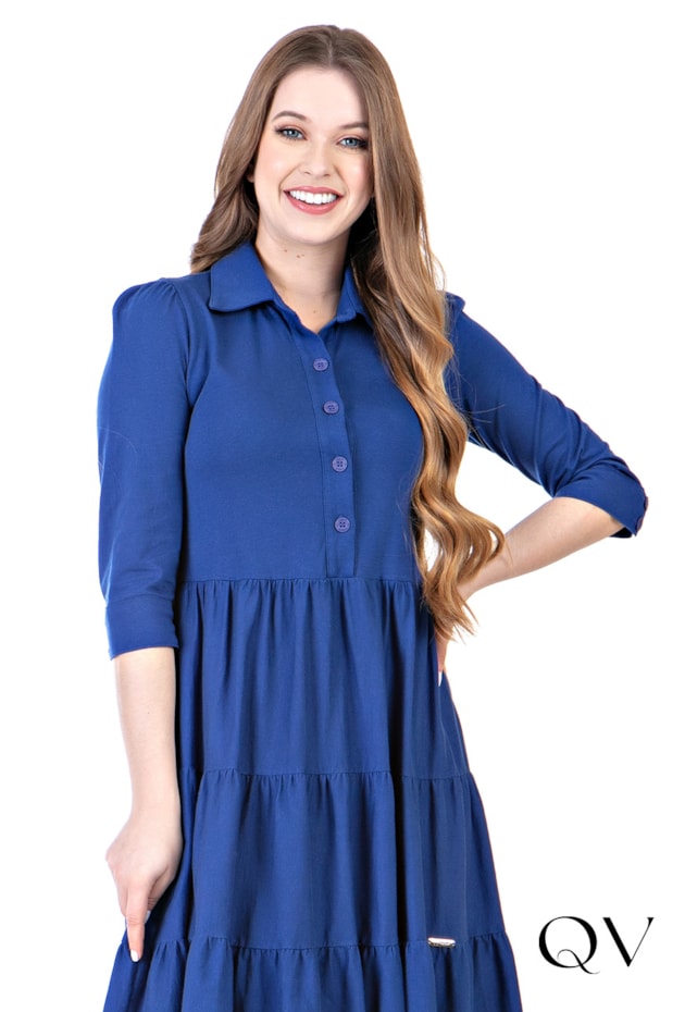 VESTIDO MALHA COM COLETE AZUL - HAPUK VESTIDO MALHA COM COLETE AZUL - HAPUK