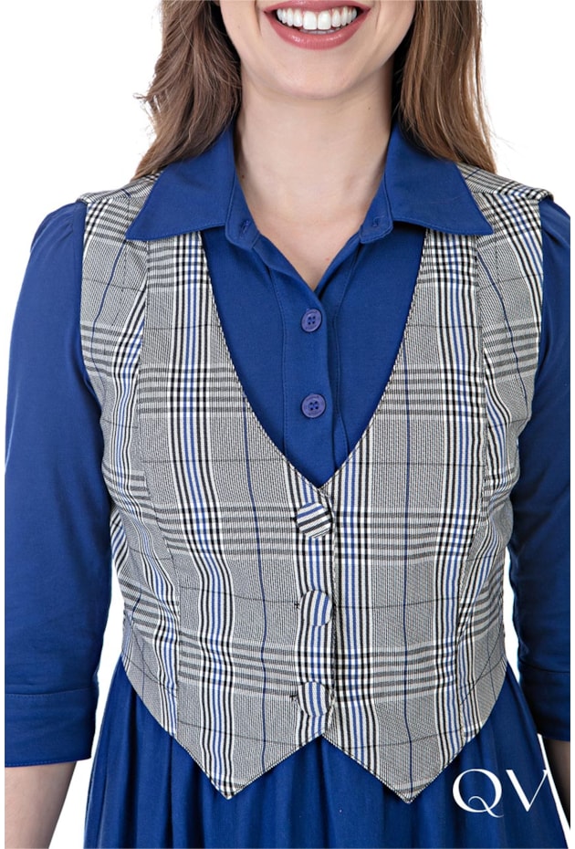 VESTIDO MALHA COM COLETE AZUL - HAPUK VESTIDO MALHA COM COLETE AZUL - HAPUK