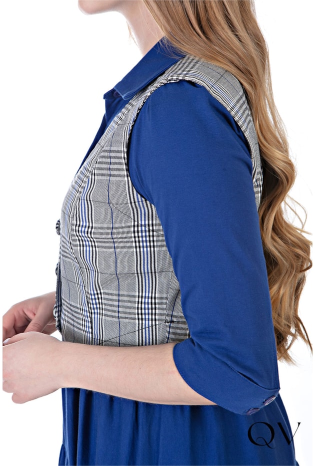 VESTIDO MALHA COM COLETE AZUL - HAPUK VESTIDO MALHA COM COLETE AZUL - HAPUK