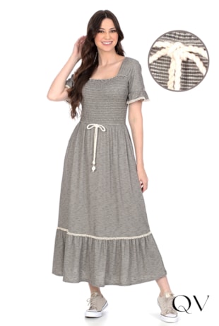 VESTIDO MALHA COM LASTEX PRETO - HAPUK