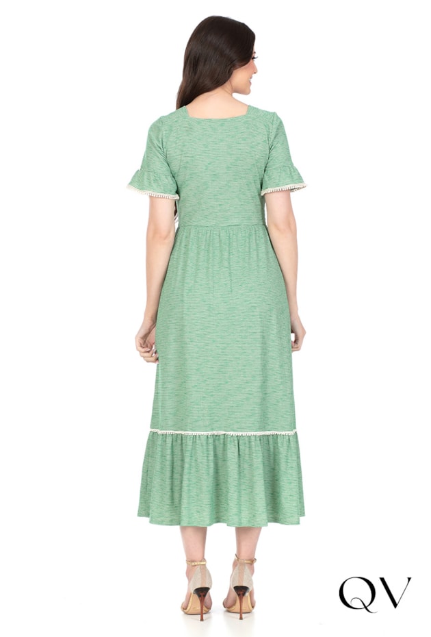 VESTIDO MALHA COM LASTEX VERDE - HAPUK