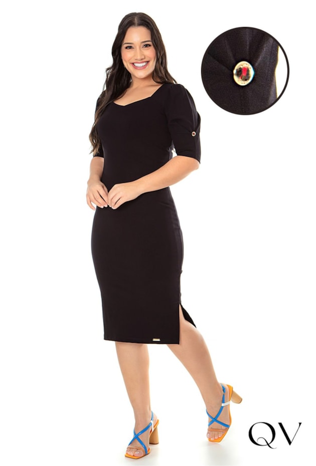 VESTIDO MALHA DEC PRINCESA PRETO - HAPUK