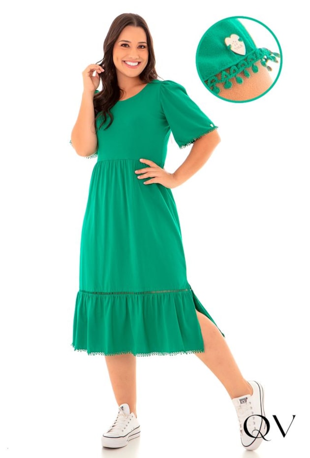 VESTIDO MALHA LASTÉX NAS COSTAS VERDE - HAPUK