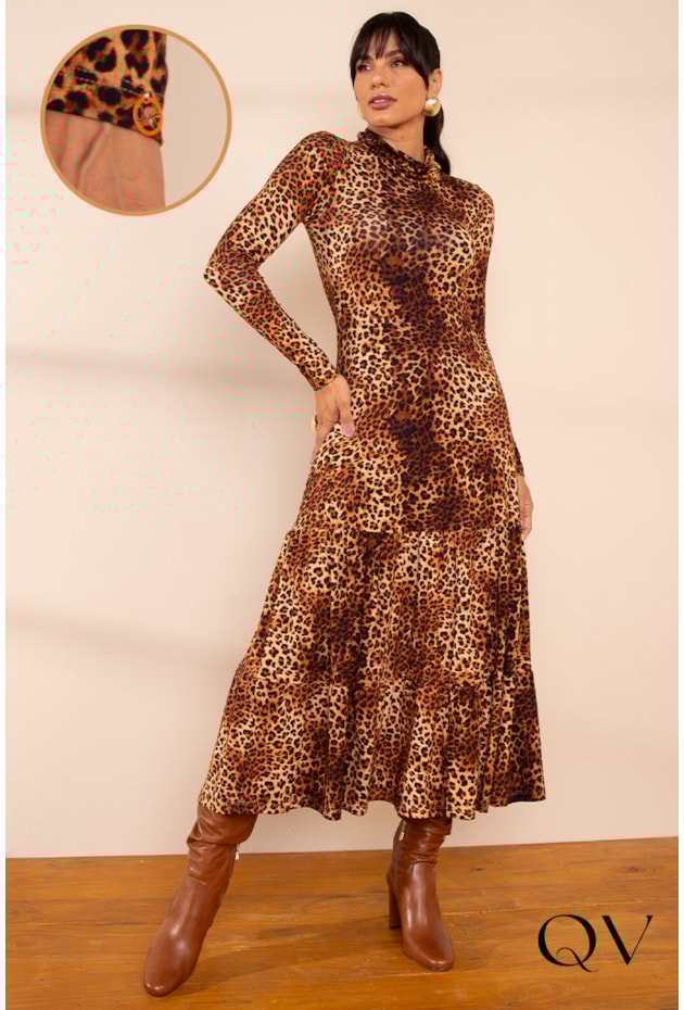 VESTIDO MALHA MAXI MIDI ANIMAL PRINT - LEKAZIS VESTIDO MALHA MAXI MIDI ANIMAL PRINT - LEKAZIS