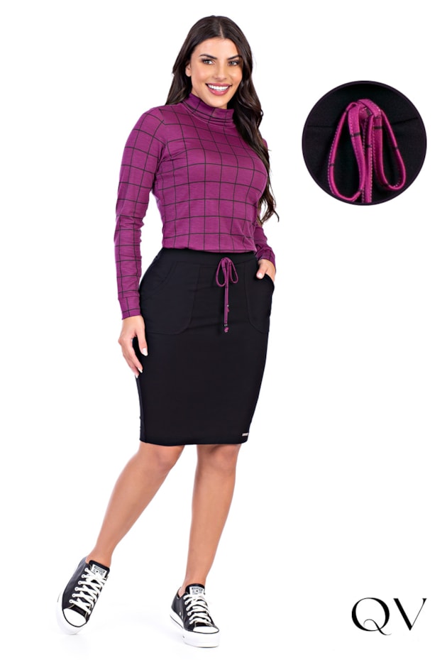 VESTIDO MALHA MIX XADREZ ROXO - HAPUK VESTIDO MALHA MIX XADREZ ROXO - HAPUK