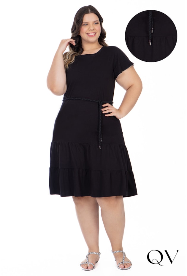 VESTIDO MALHA SUSTENTÁVEL PRETO - HAPUK