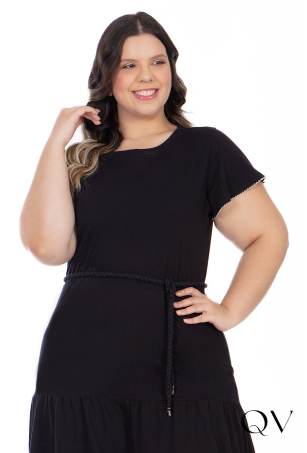 VESTIDO MALHA SUSTENTÁVEL PRETO - HAPUK